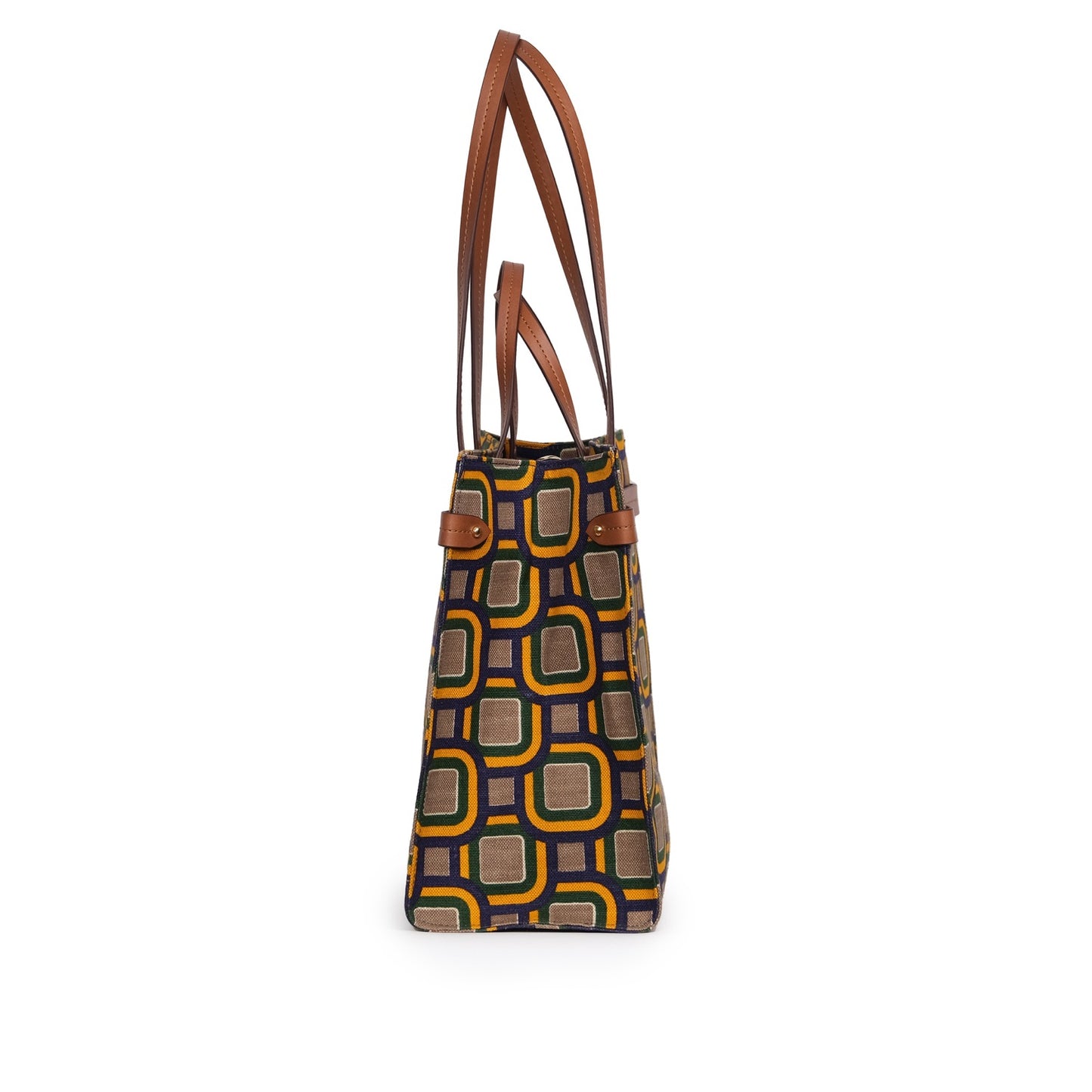 Vegan Apple Leather & Fabric Large Tote Mix Color