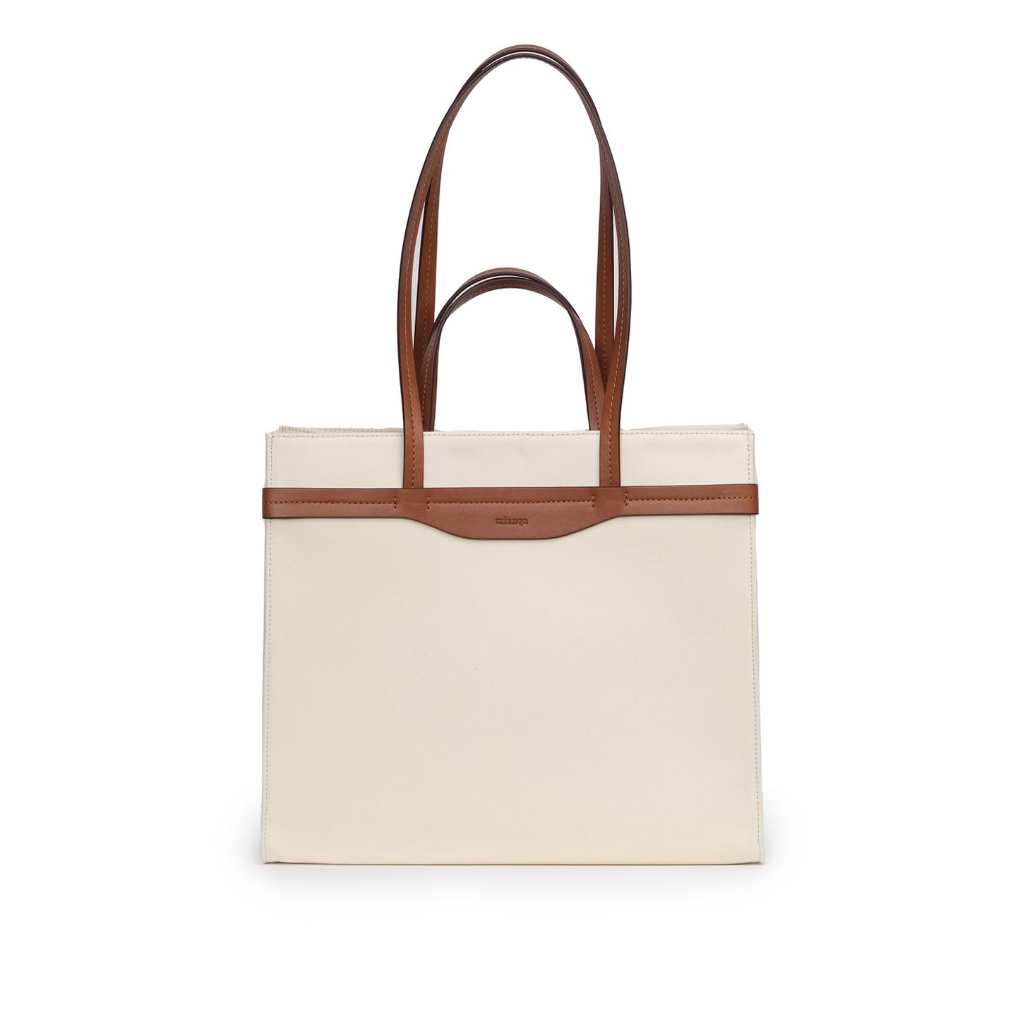 Vegan Apple Leather & Fabric Large Tote White
