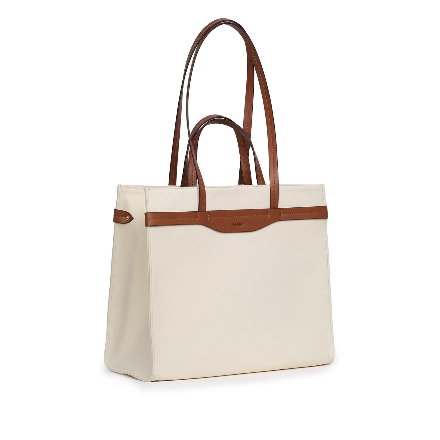Vegan Apple Leather & Fabric Large Tote White