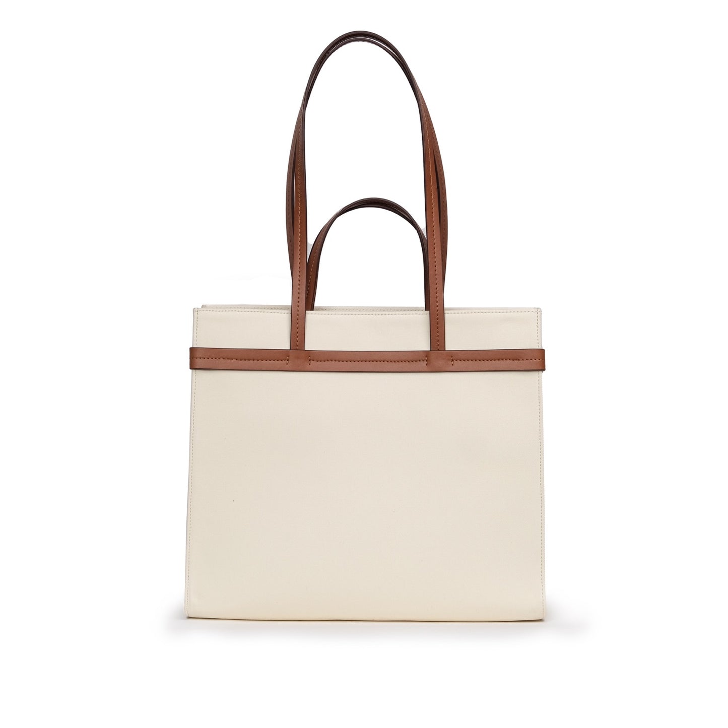 Vegan Apple Leather & Fabric Large Tote White