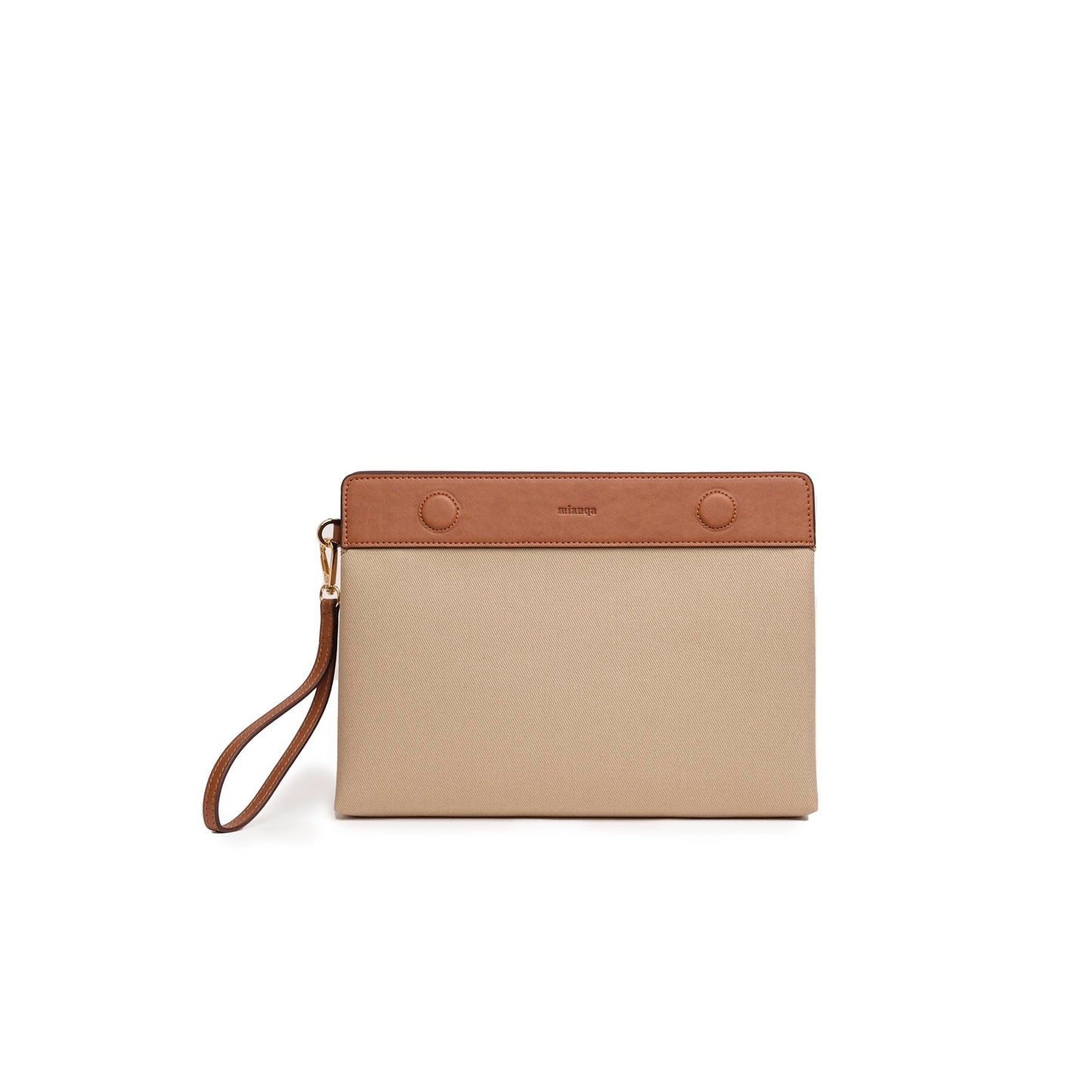 Vegan Apple Leather & Fabric Clutch Beige