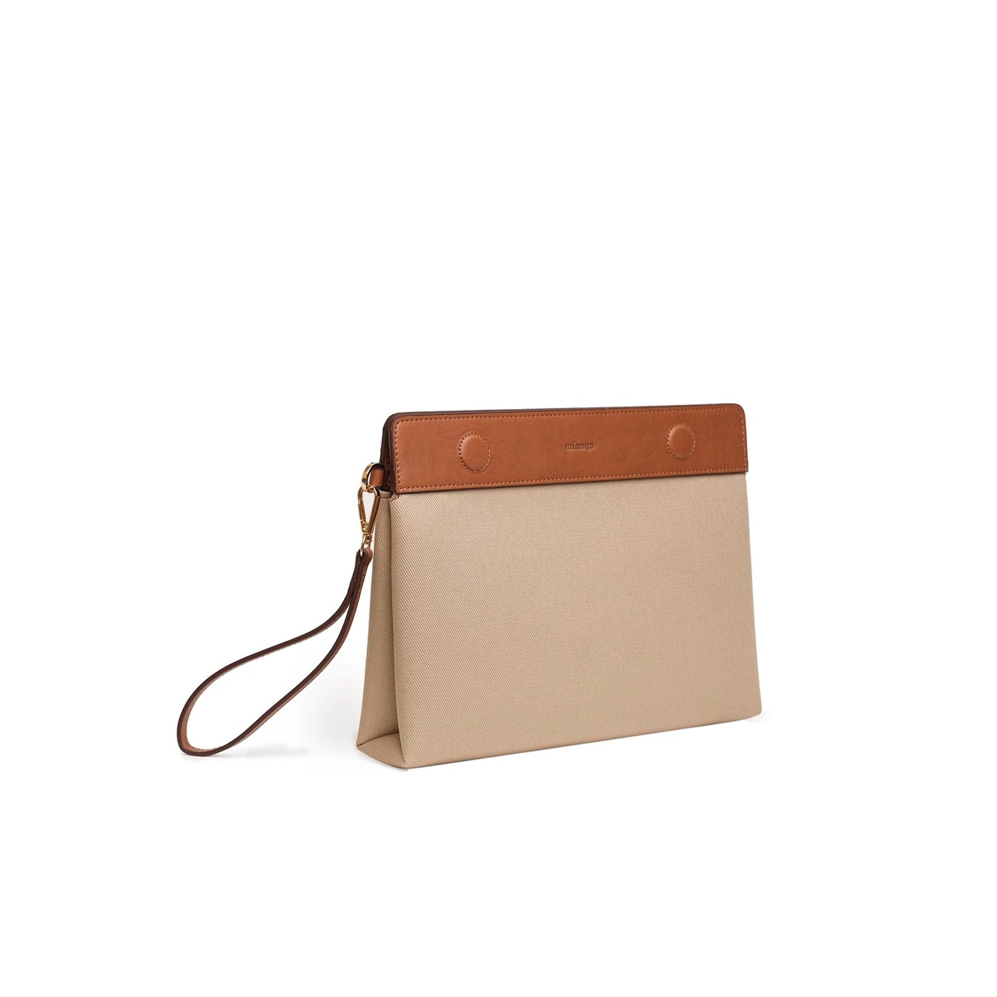 Vegan Apple Leather & Fabric Clutch Beige