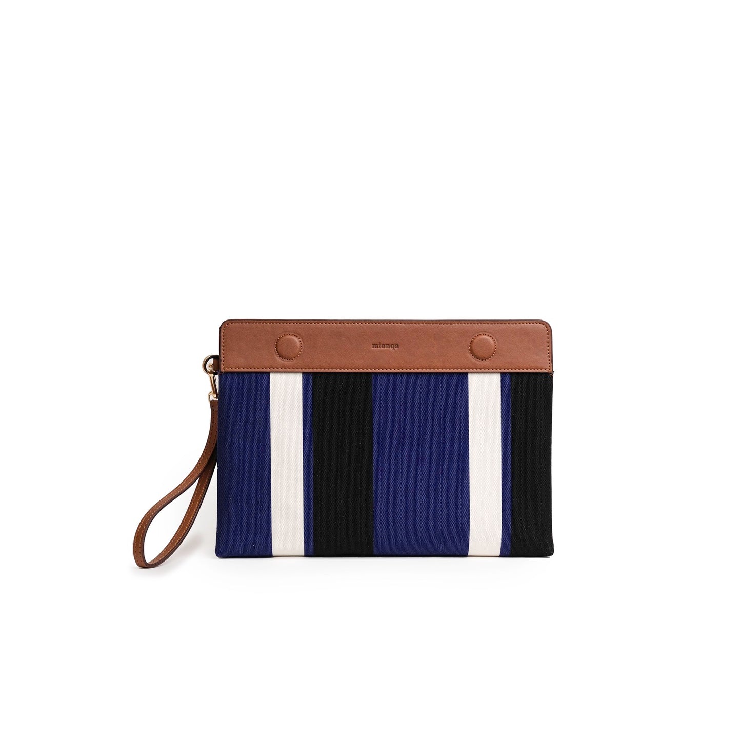 Vegan Apple Leather & Fabric Clutch Navy