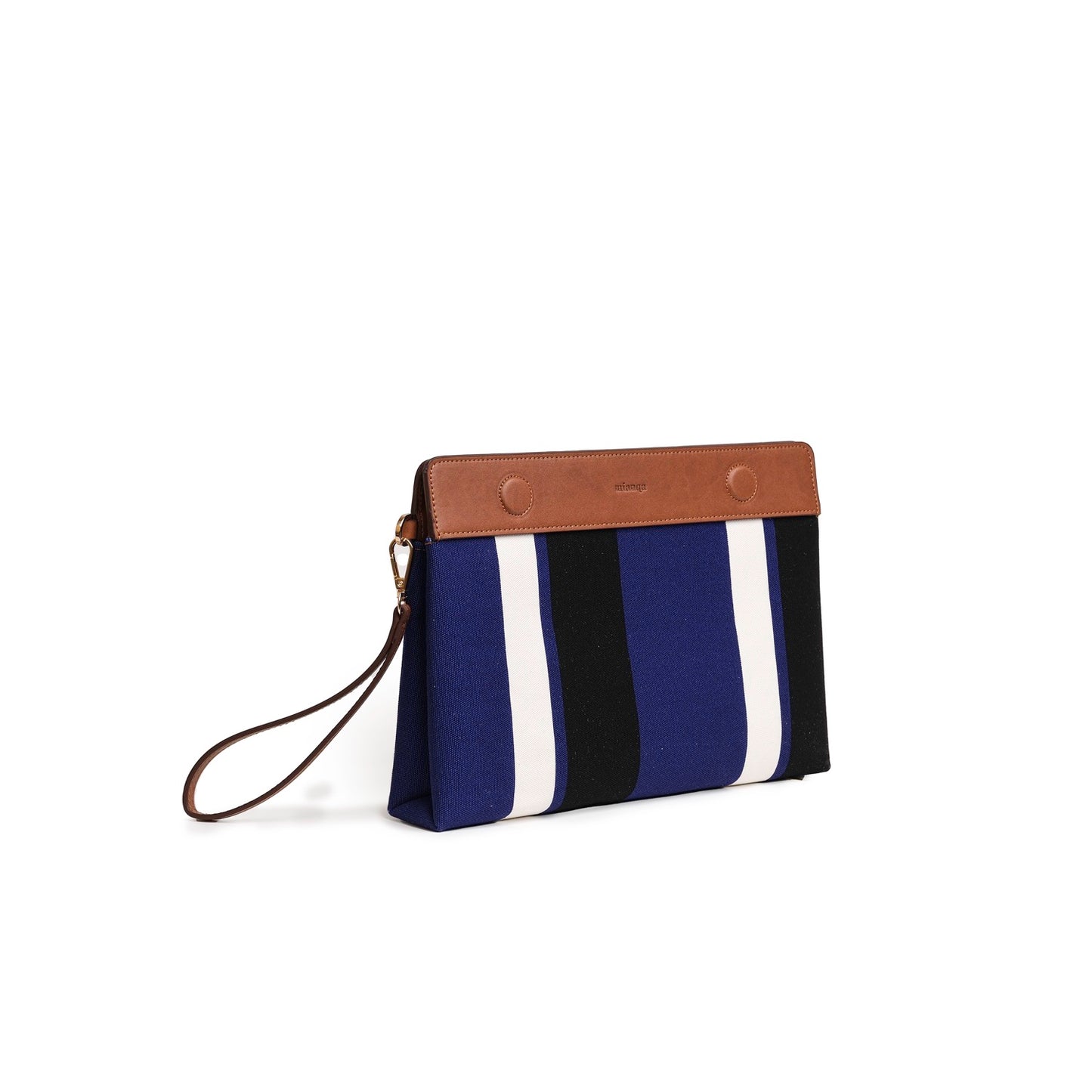 Vegan Apple Leather & Fabric Clutch Navy