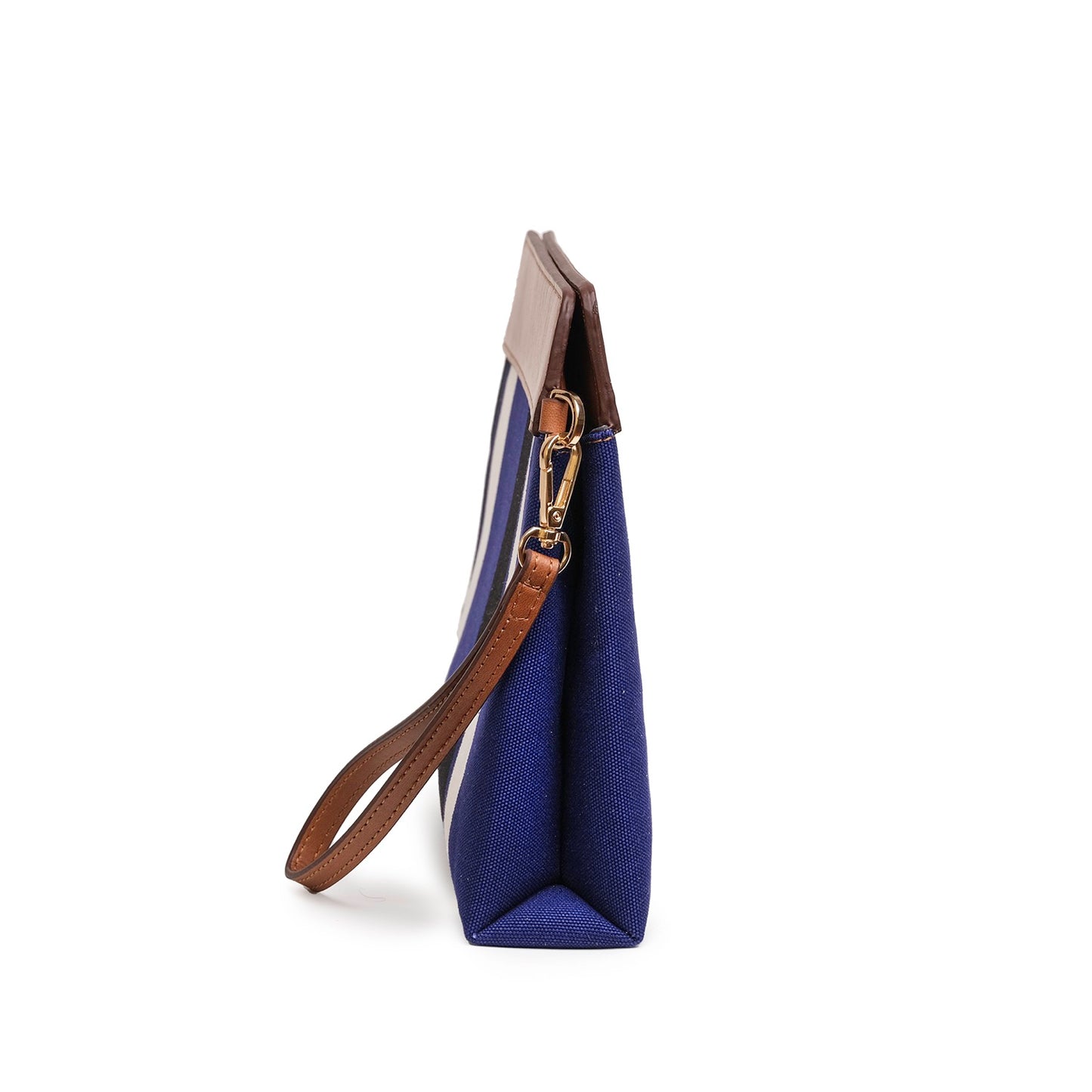 Vegan Apple Leather & Fabric Clutch Navy