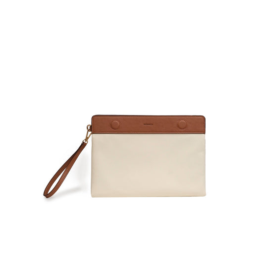 Vegan Apple Leather & Fabric Clutch White