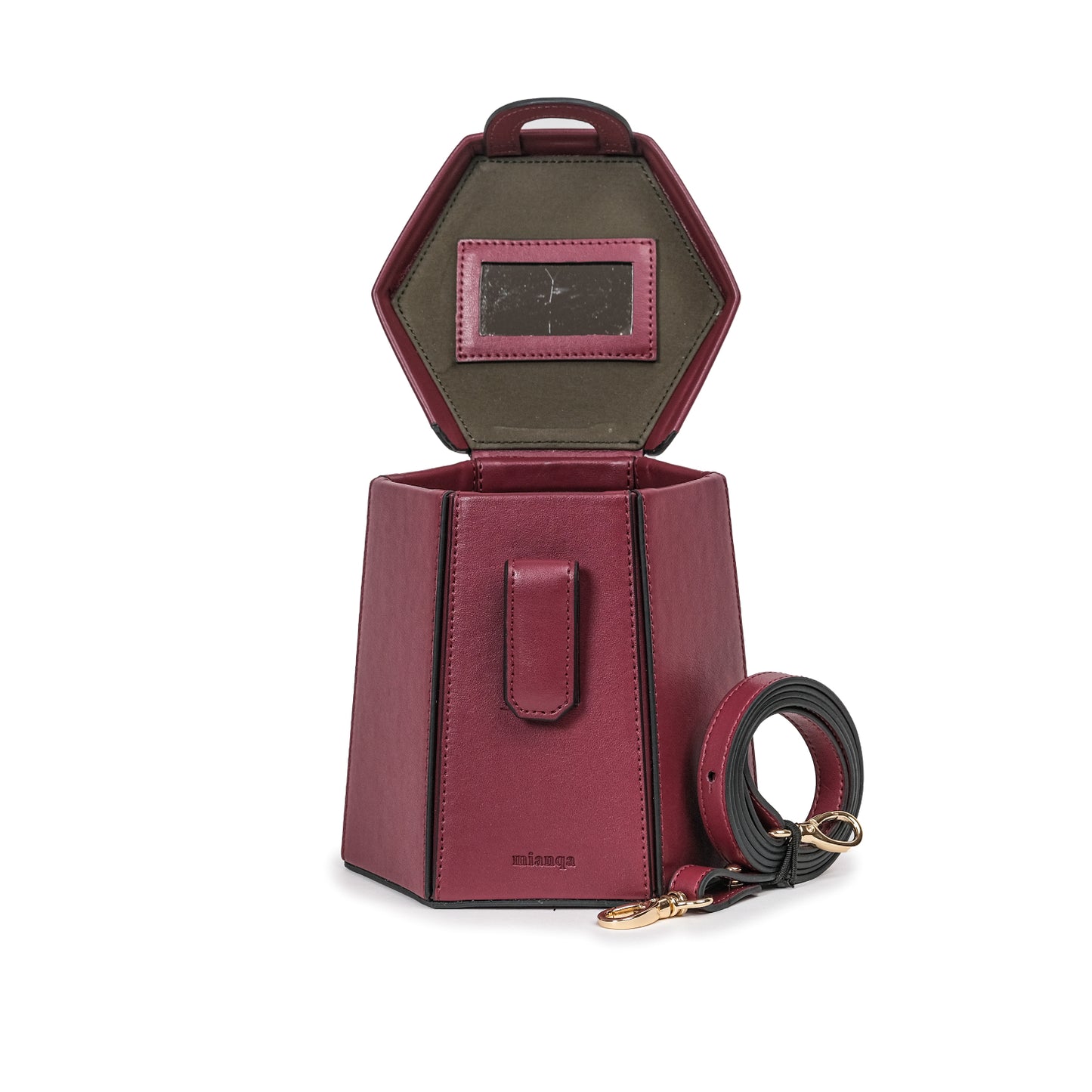 ELIF Vegan Apple Leather Leather Hexagon Bag Plum