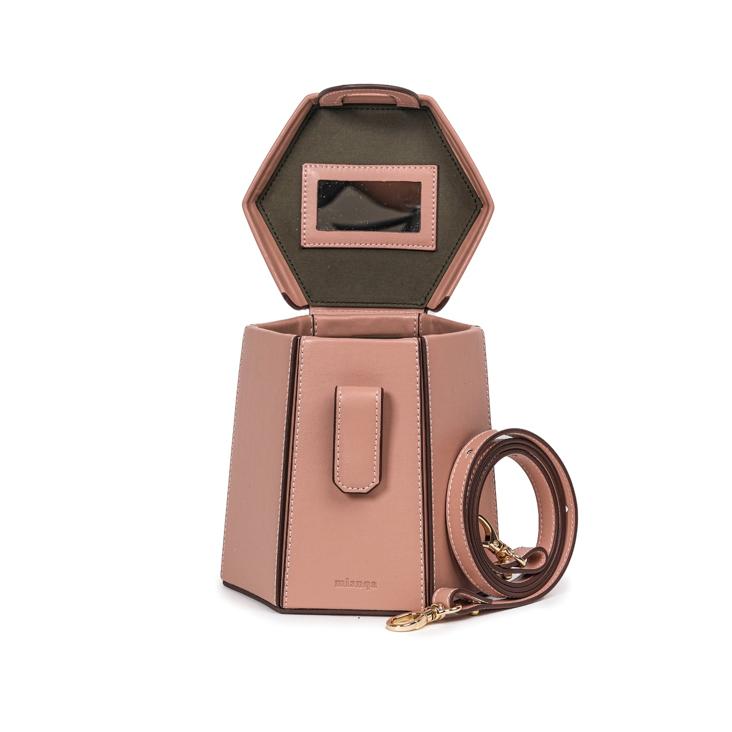 ELIF Vegan Apple Leather Leather Hexagon Bag Pink