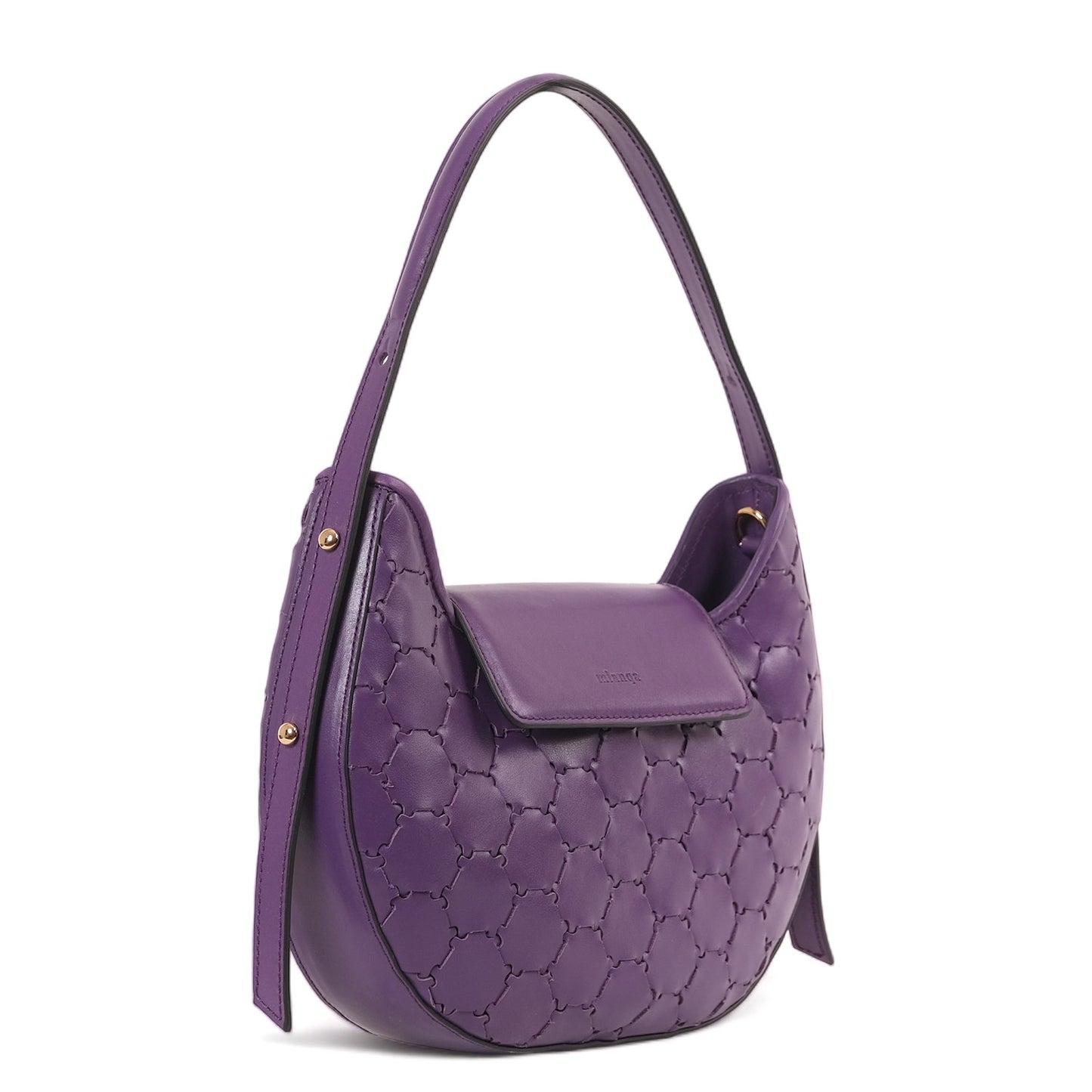 Anqa Woven Leather Moon Crossbody & Shoulder Bag Purple