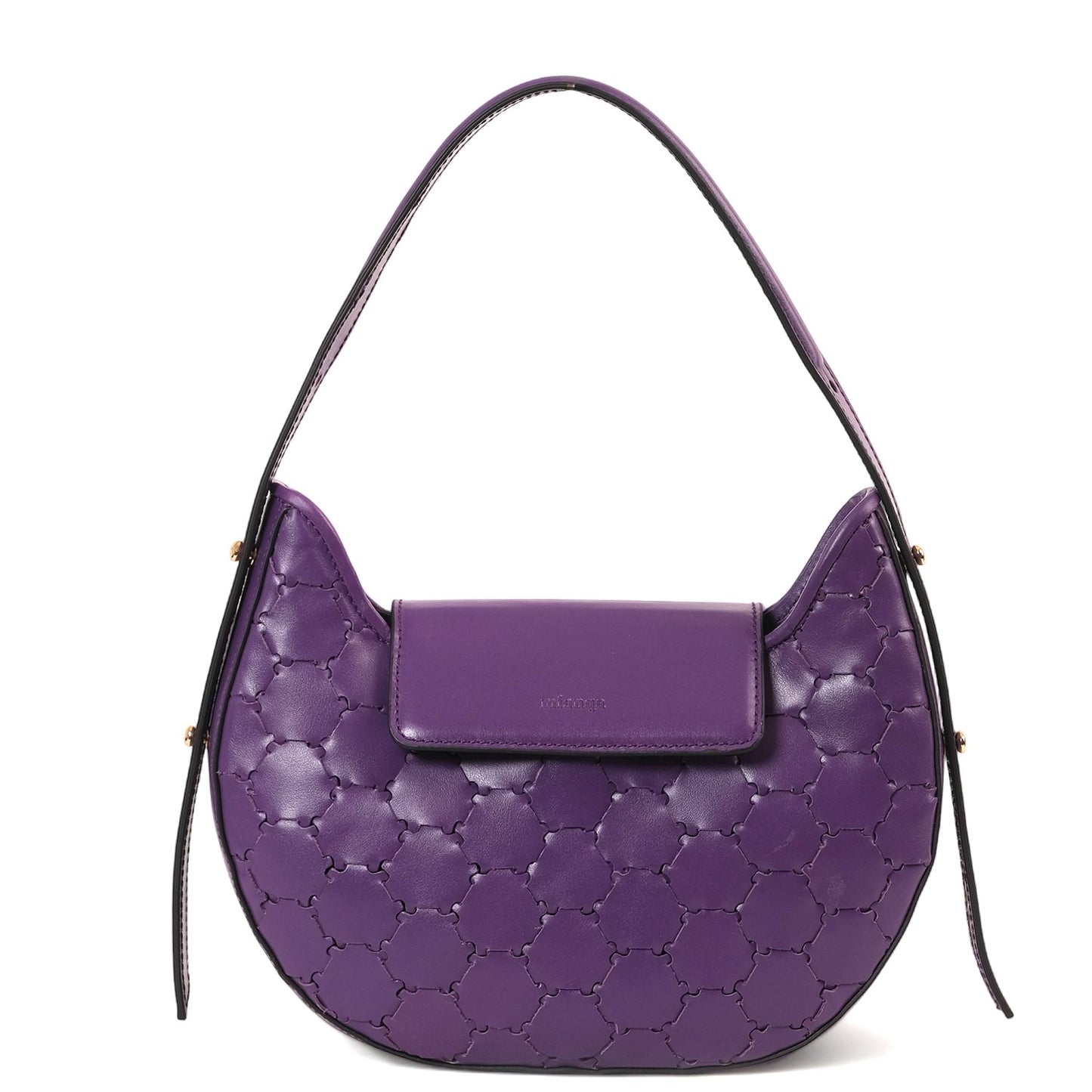 Anqa Woven Leather Moon Crossbody & Shoulder Bag Purple