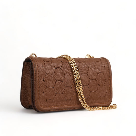 Anqa Woven Leather Baguette Crossbody & Shoulder Bag Brown
