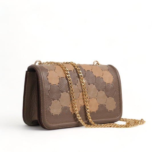 Anqa Woven Leather Baguette Crossbody & Shoulder Bag Latte