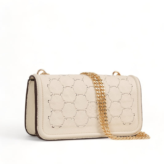 Anqa Woven Leather Baguette Crossbody & Shoulder Bag White