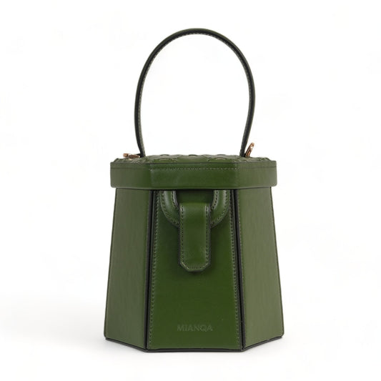 ELIF Cactus Leather Leather Hexagon Bag Green