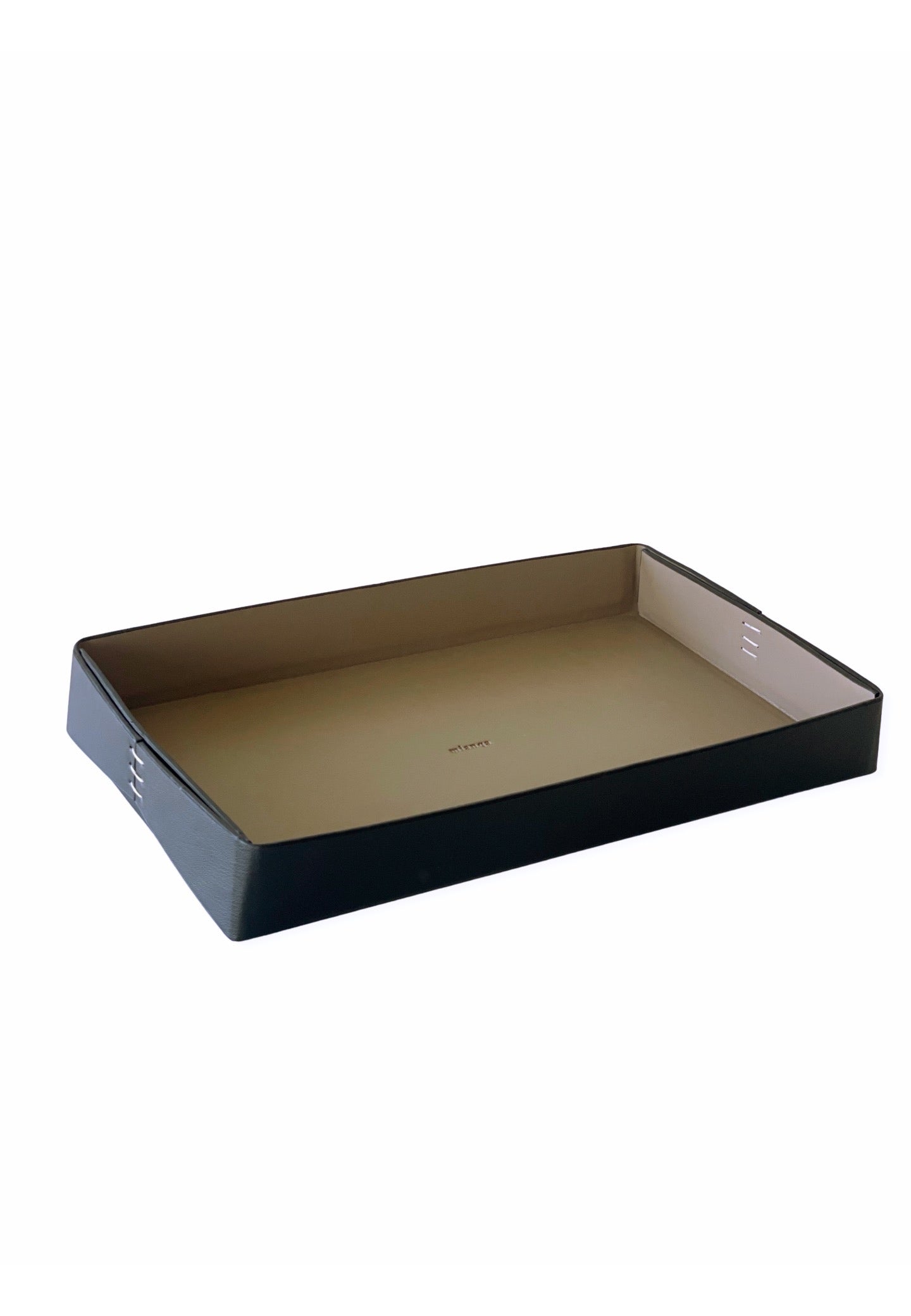 Vegan Olive Leather Tray Black 2 Pieces