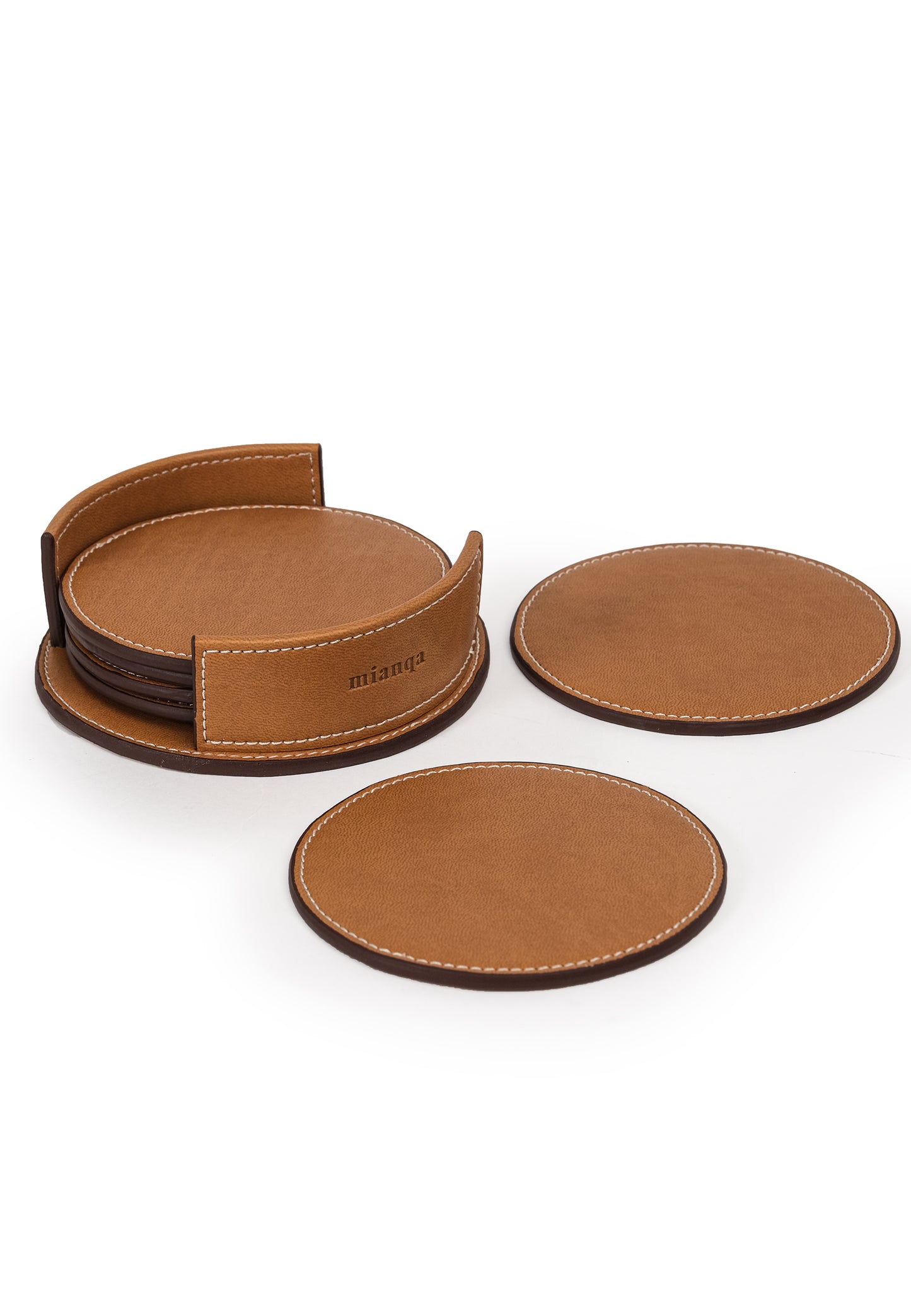 Vegan Apple Leather Coaster Camel