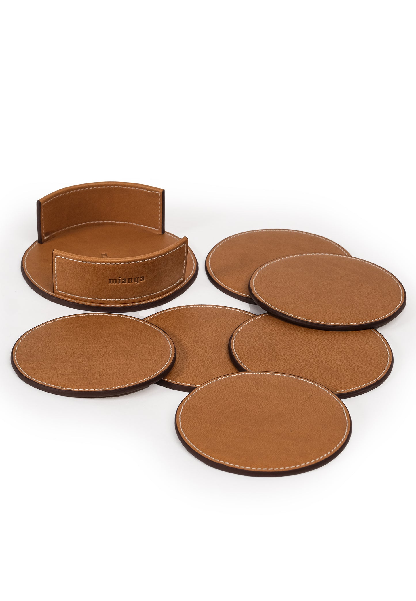 Vegan Apple Leather Coaster Camel