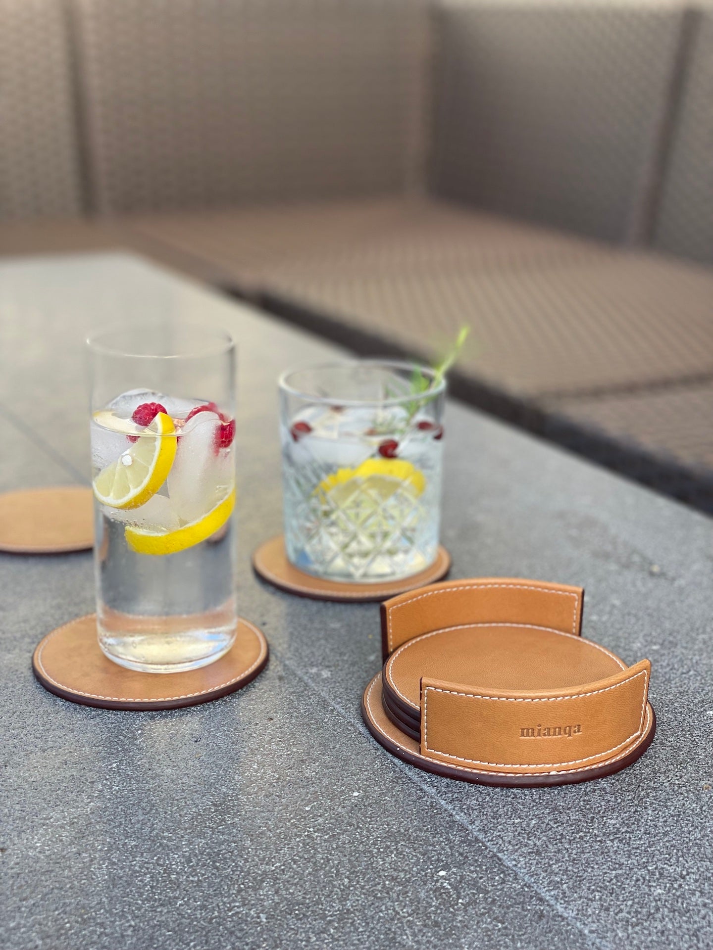 Vegan Apple Leather Coaster Camel