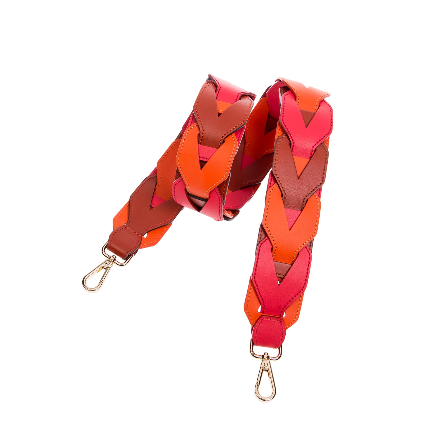 Woven Leather Shoulder Strap Red Orange