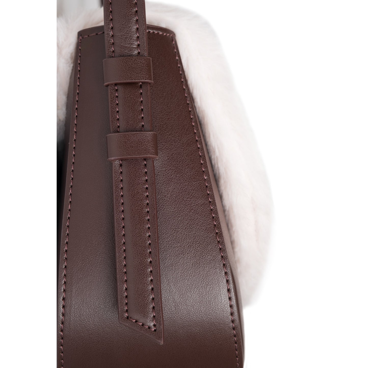 GALA Vegan Apple Leather Faux Fur Crossbody Bag White/Brown