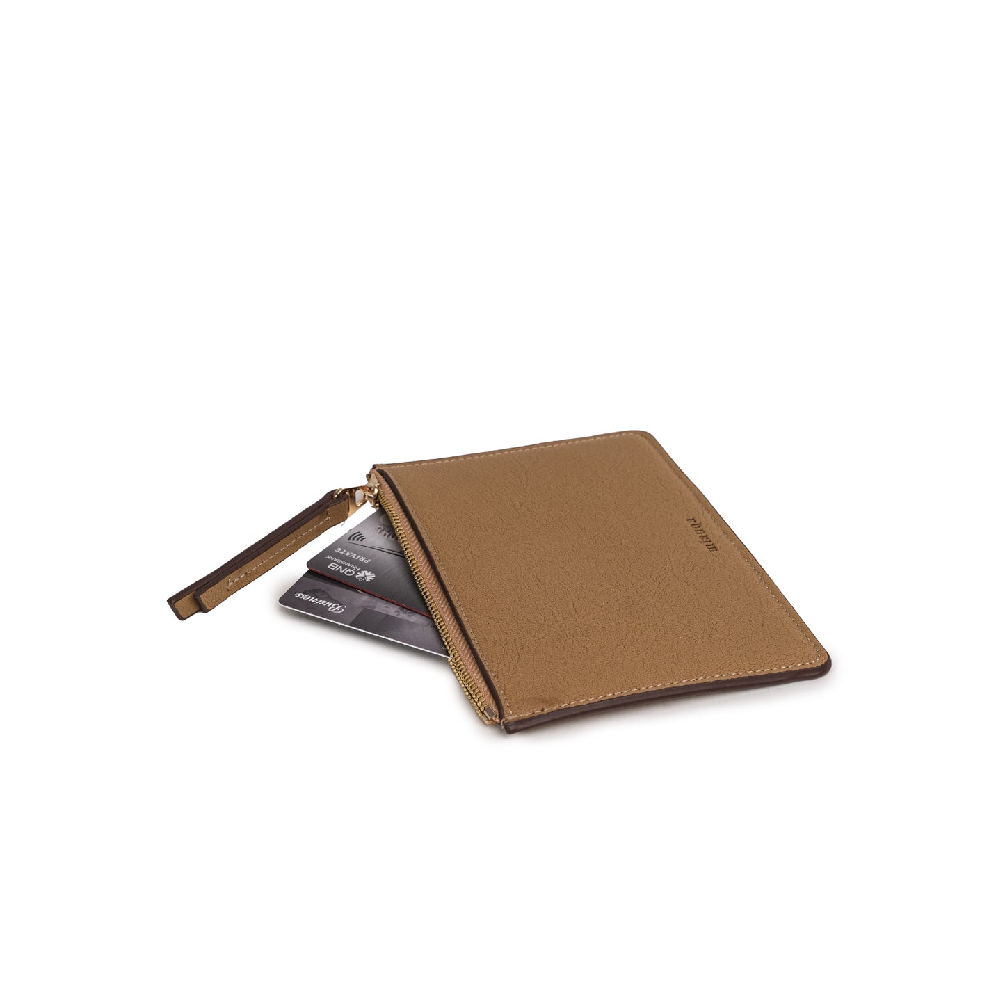 Plant-Based Vegan Leather Zip Cardholder Taba