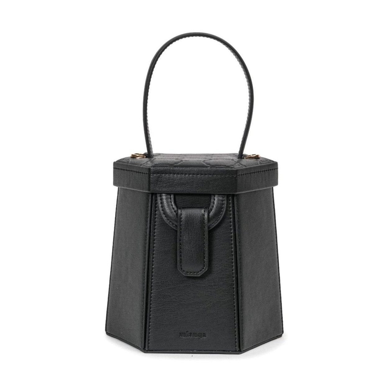 ELIF Plant-Based Vegan Leather Hexagon Bag Black