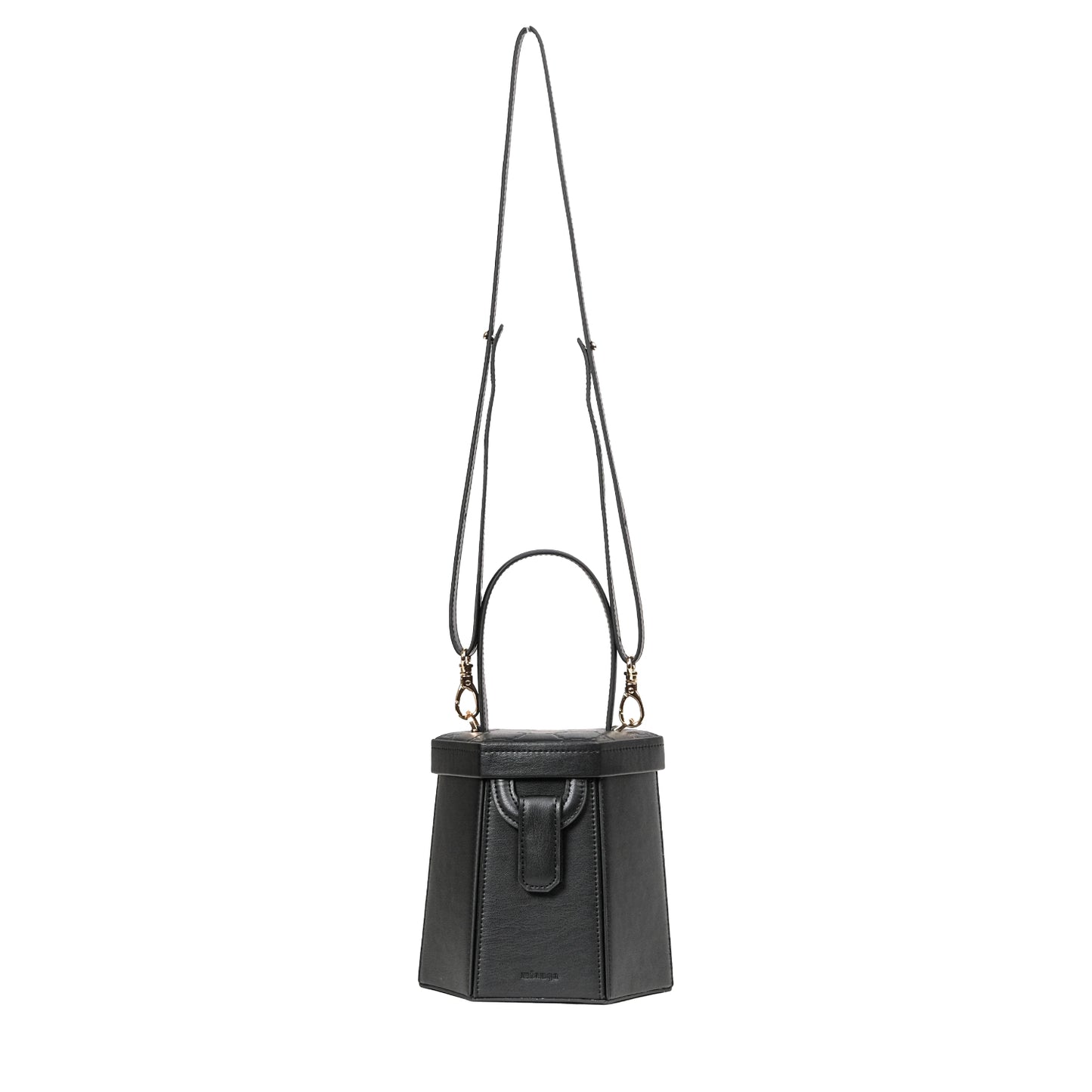 ELIF Plant-Based Vegan Leather Hexagon Bag Black