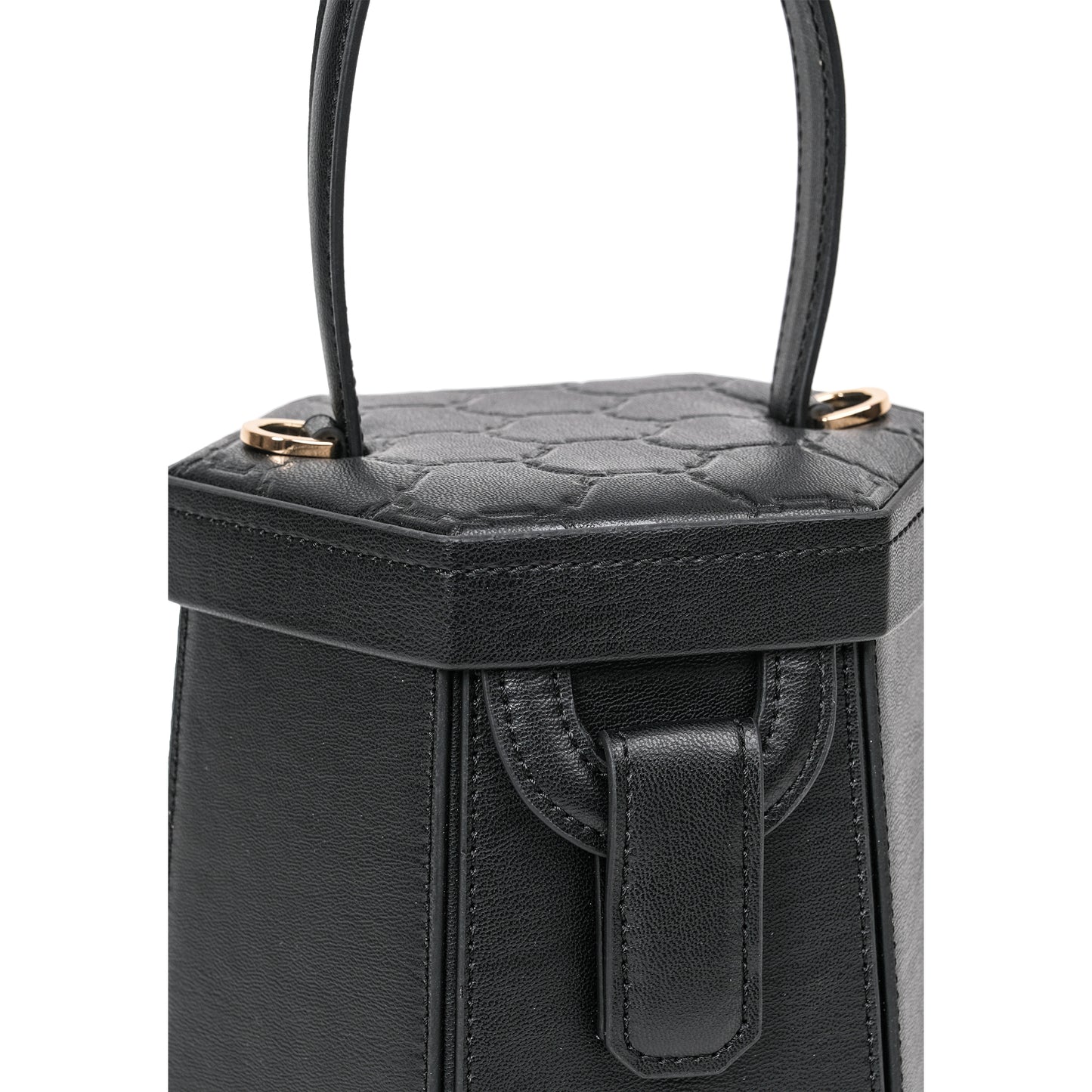 ELIF Plant-Based Vegan Leather Hexagon Bag Black