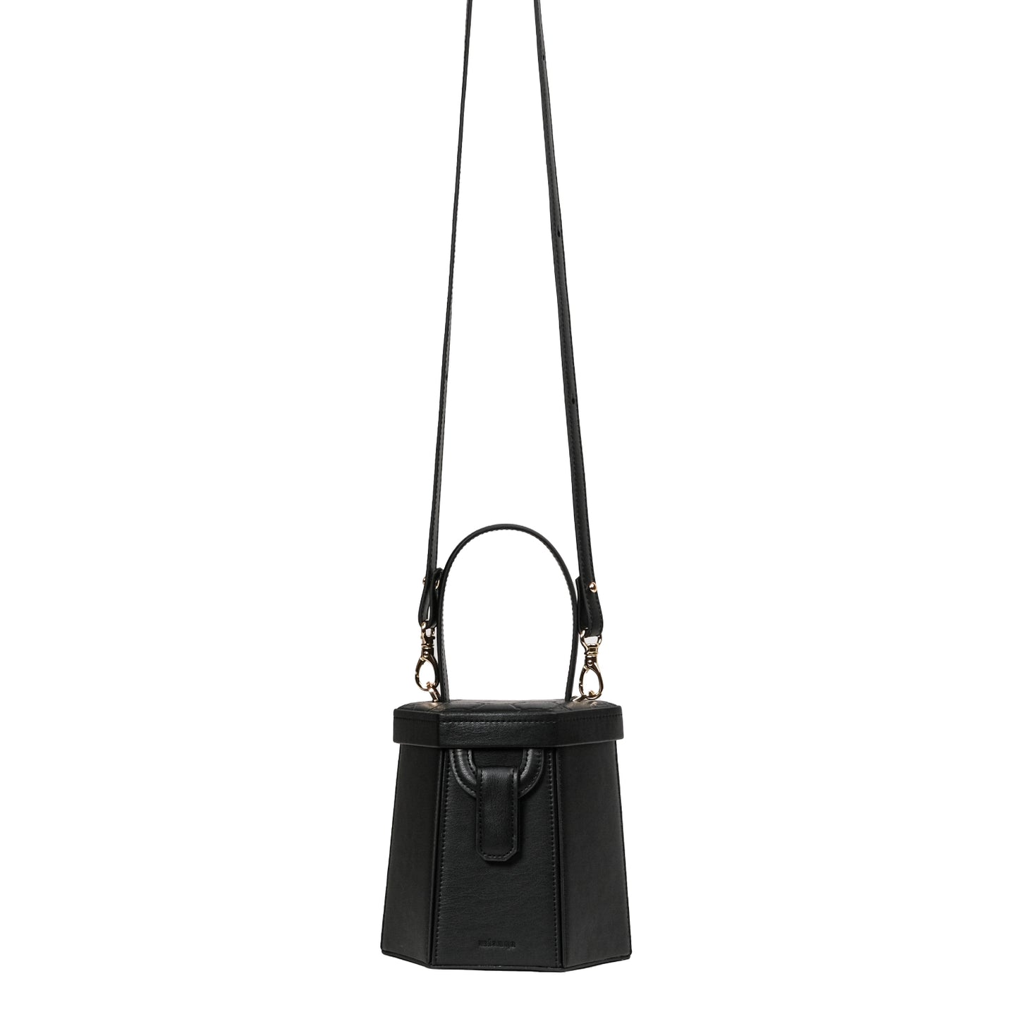 ELIF Plant-Based Vegan Leather Hexagon Bag Black